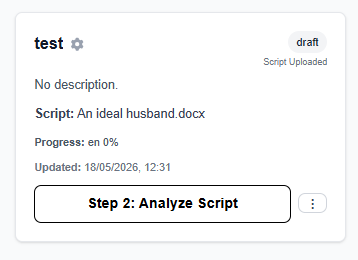 Project card with primary action button and vertical quick-actions button
